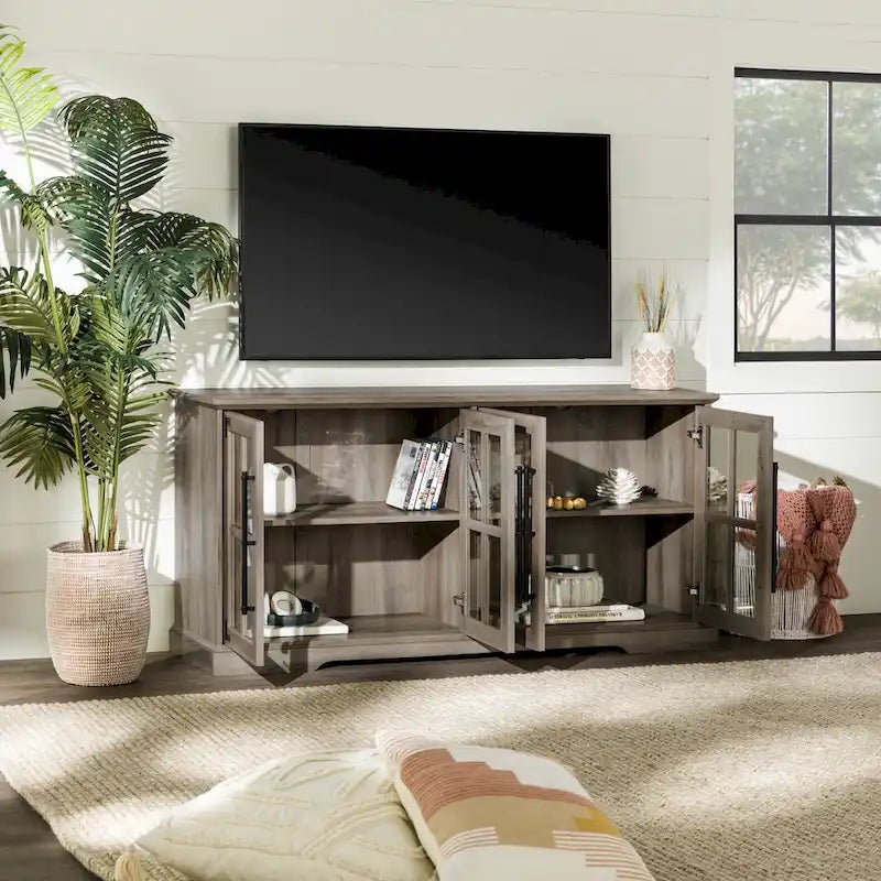58-Inch Rustic 4-Door TV Stand