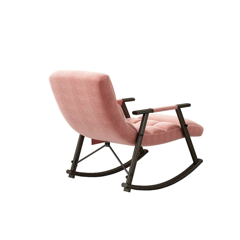 Casual folding rocking chair upholstered, lounge rocking chair adjustable high back and foot rest