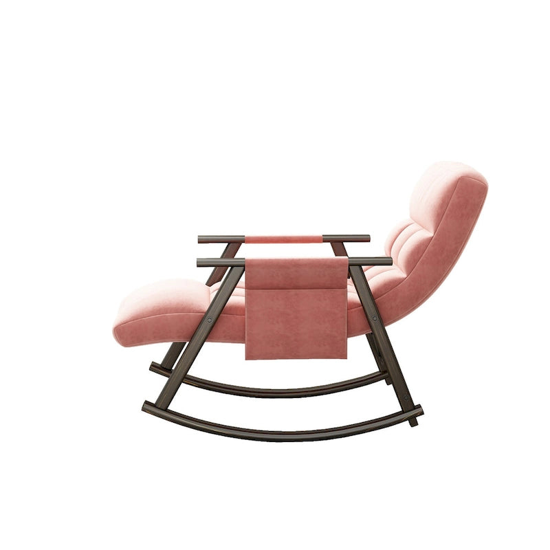 Casual folding rocking chair upholstered, lounge rocking chair adjustable high back and foot rest