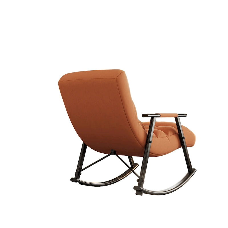Casual folding rocking chair upholstered, lounge rocking chair adjustable high back and foot rest