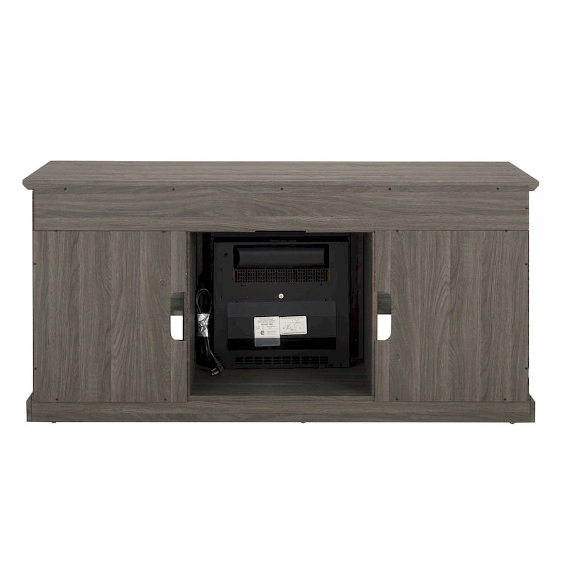 60 Fireplace TV Stand with Glass Doors and Open/Closed Storage for TVs Up to 65