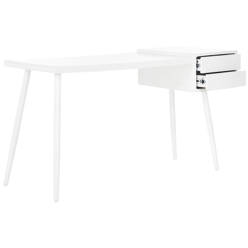 Mid Century Scandinavian White Two Drawer Desk