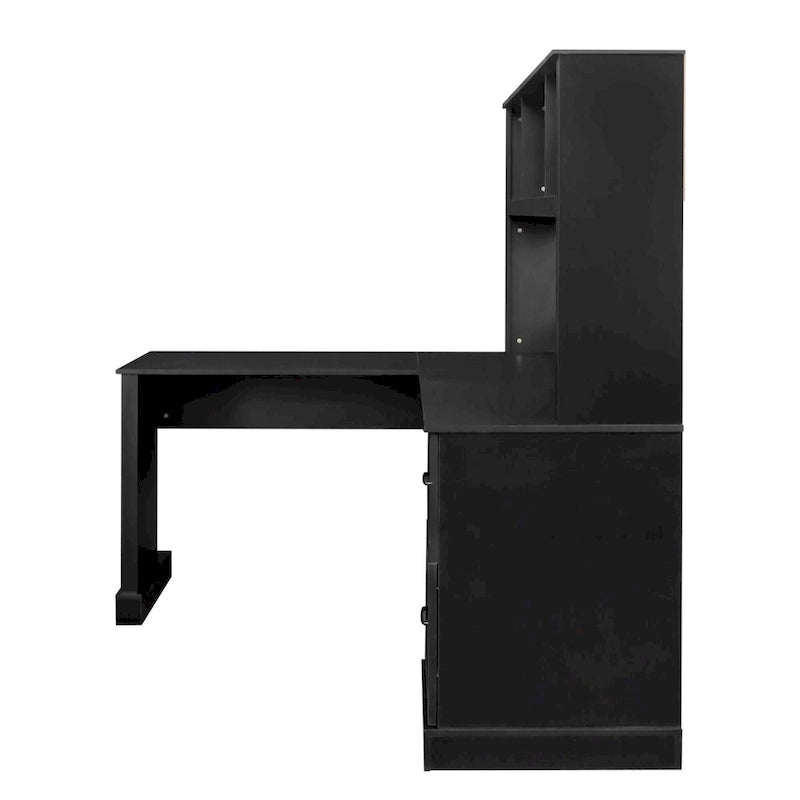 Modern Computer Desk with 2 Tier Storage and Large Drawers and Waterproof Surface for Home Office and Study or Living Room