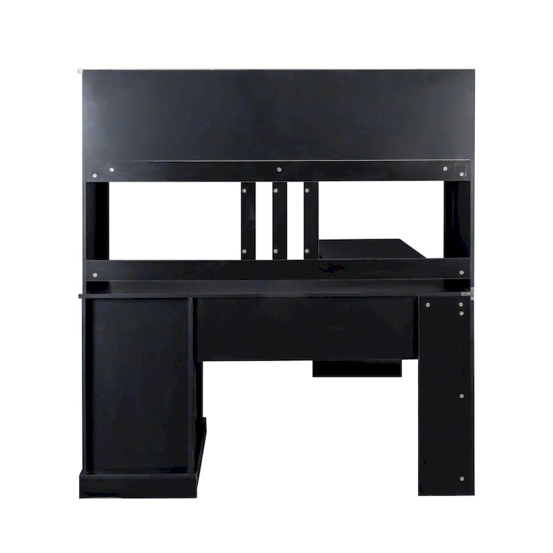 Modern Computer Desk with 2 Tier Storage and Large Drawers and Waterproof Surface for Home Office and Study or Living Room