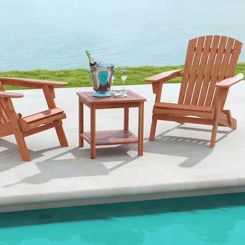 2 Pieces Adirondack Outdoor Side Table Patio 2-Tier Square End