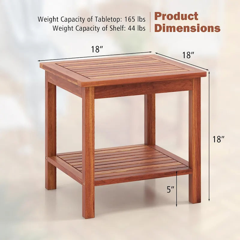 2 Pieces Adirondack Outdoor Side Table Patio 2-Tier Square End