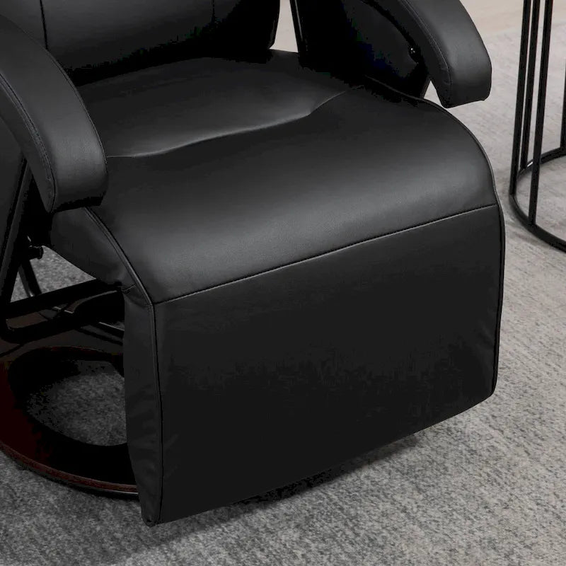 Modern Lounge Chair PU Leather Swivel Recliner Chair Padded Armchair with Footrest and Adjustable Backrest