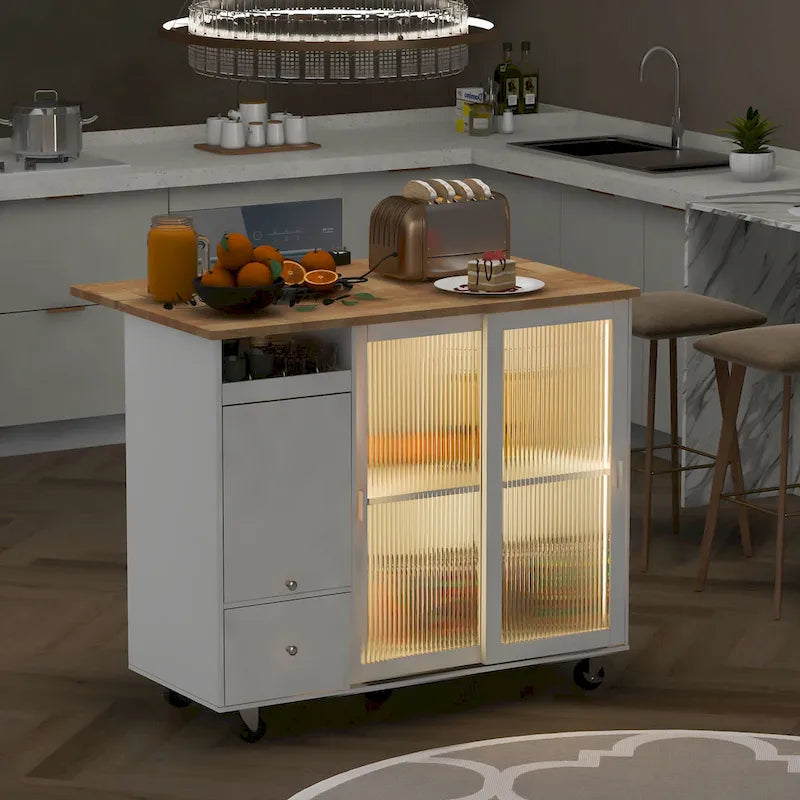 Kitchen Island With Drop Leaf(no include stool)