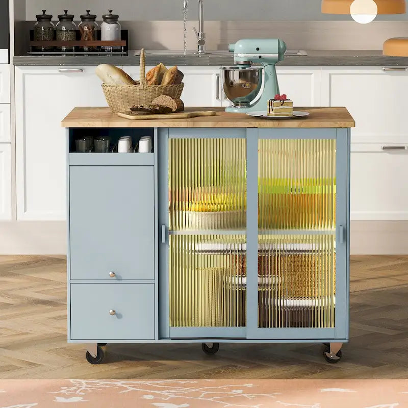 Kitchen Island With Drop Leaf(no include stool)