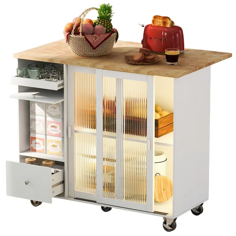Kitchen Island With Drop Leaf(no include stool)