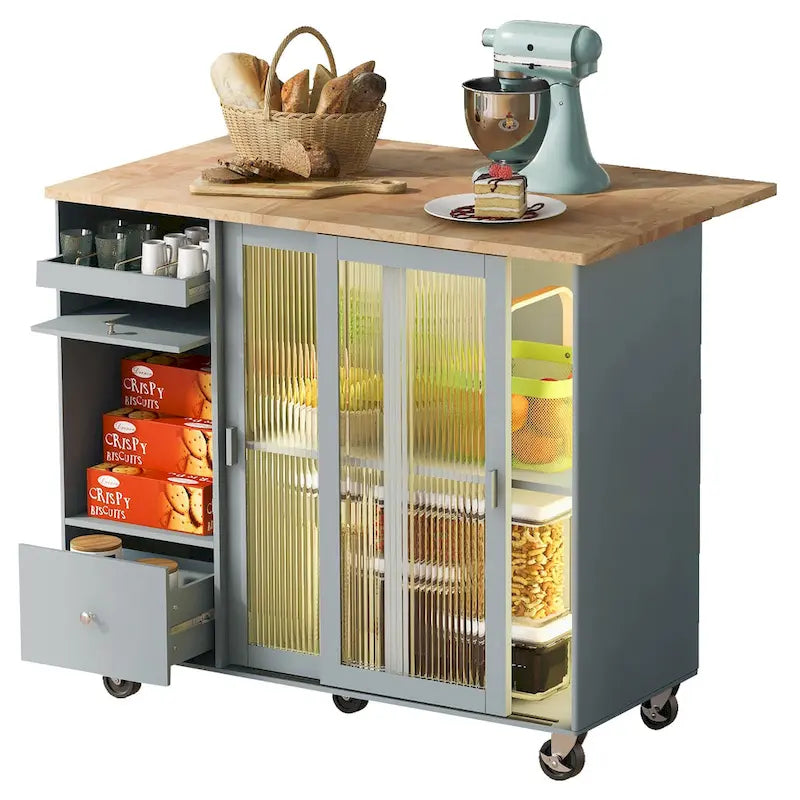 Kitchen Island With Drop Leaf(no include stool)