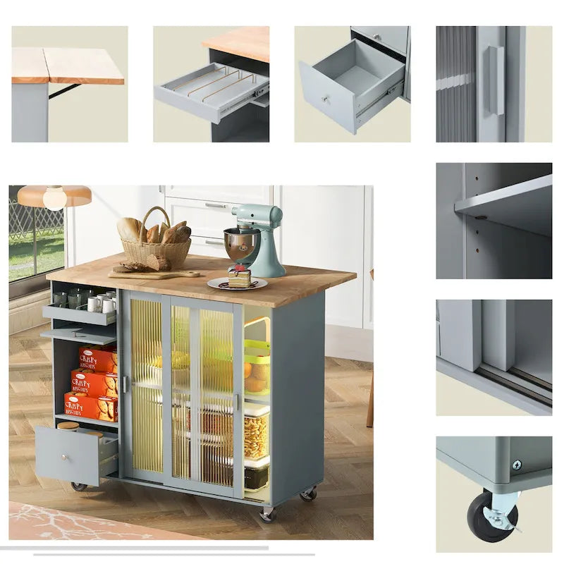 Kitchen Island With Drop Leaf(no include stool)