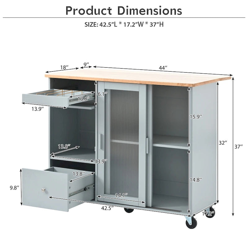 Kitchen Island With Drop Leaf(no include stool)