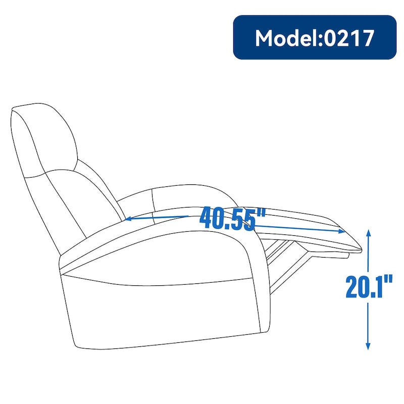 Blue Genuine Leather Power Recliner with Swivel & USB Charging