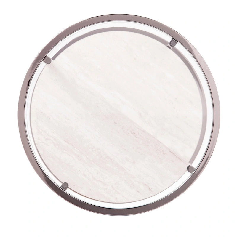 Round Side Table with Faux Stone Shelves