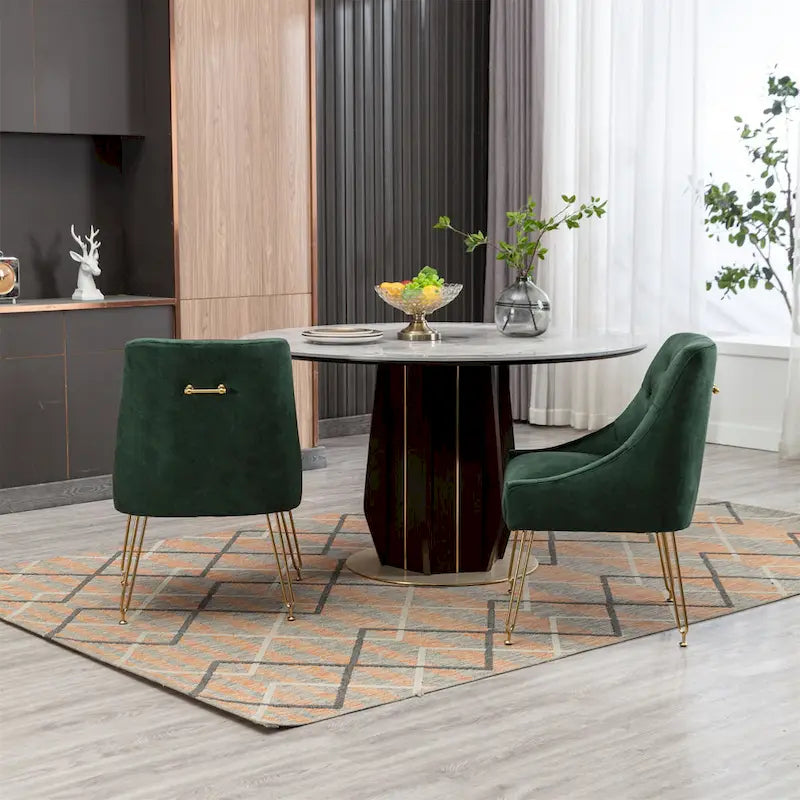 Velvet Upholstered Accent Side Chairs(Set of 2)