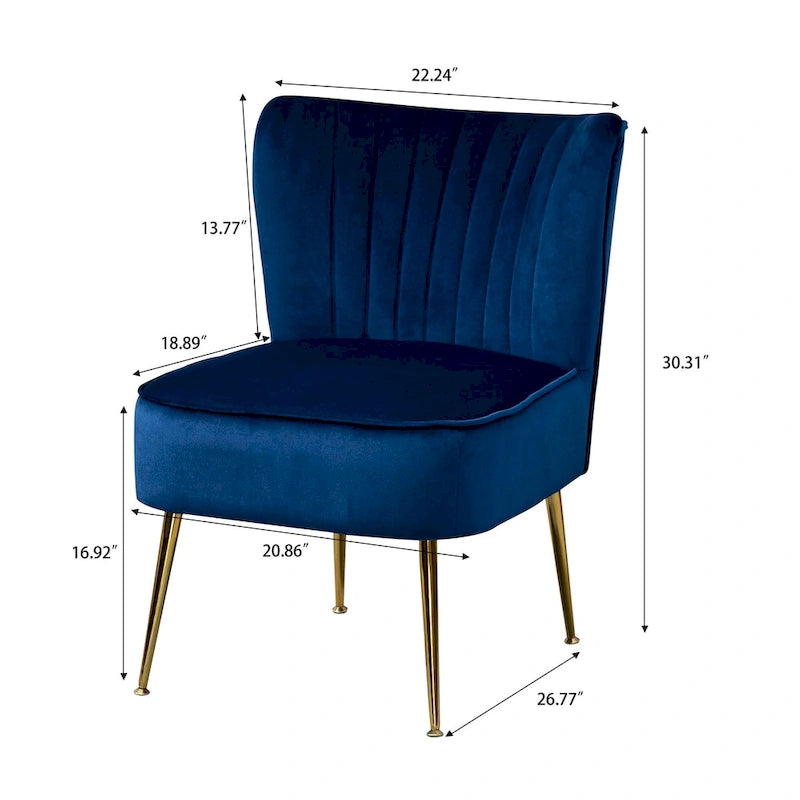 Velvet Upholstered Accent Side Chairs(Set of 2)