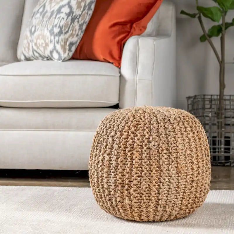 Round Woven Jute Handmade Pouf