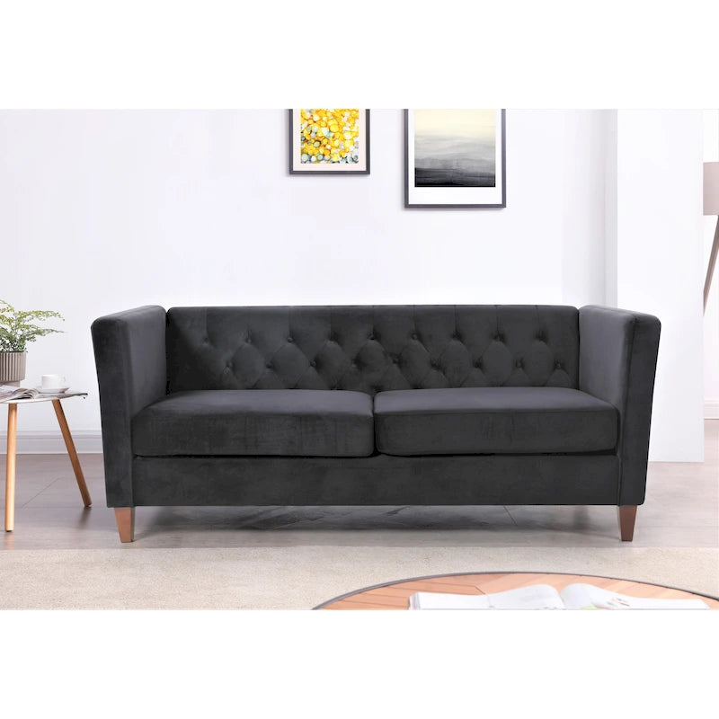 73.3" Velvet Square Arm Sofa