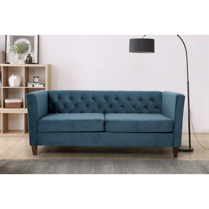73.3" Velvet Square Arm Sofa