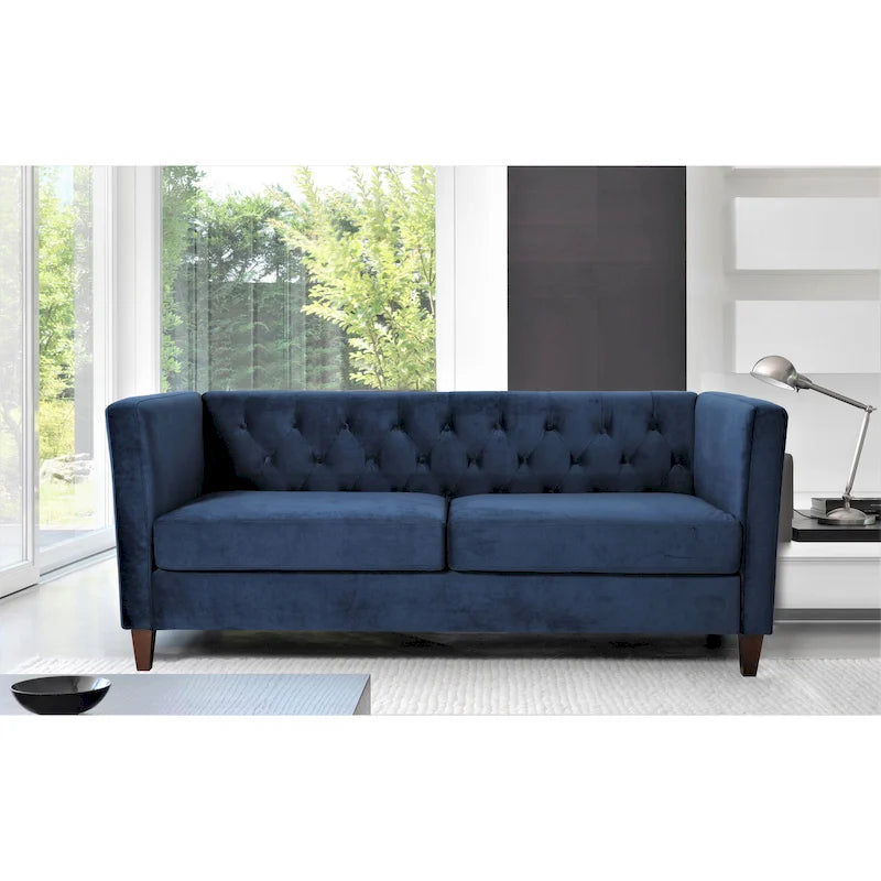 73.3" Velvet Square Arm Sofa