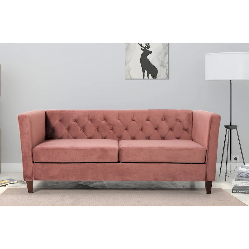 73.3" Velvet Square Arm Sofa