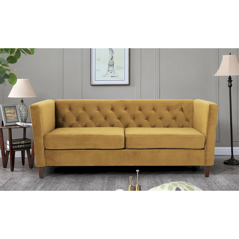 73.3" Velvet Square Arm Sofa