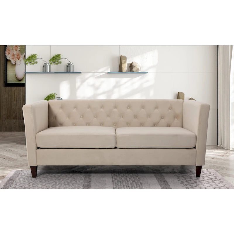 73.3" Velvet Square Arm Sofa