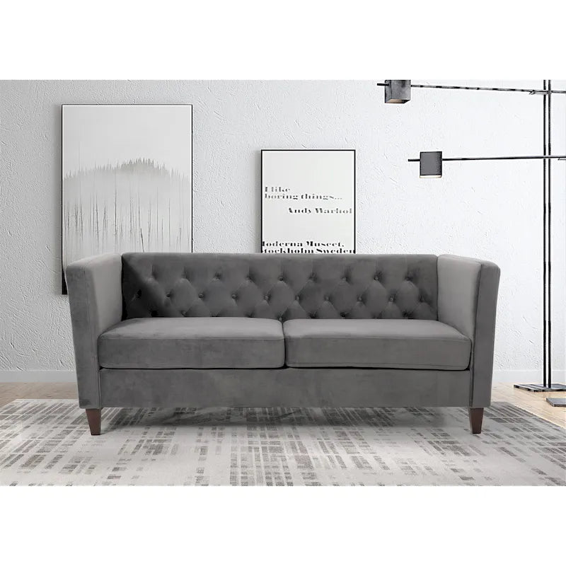 73.3" Velvet Square Arm Sofa
