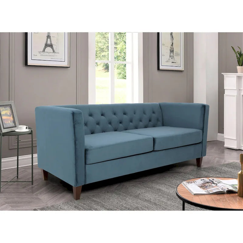 73.3" Velvet Square Arm Sofa