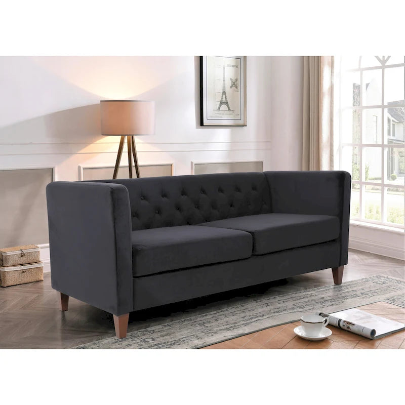73.3" Velvet Square Arm Sofa