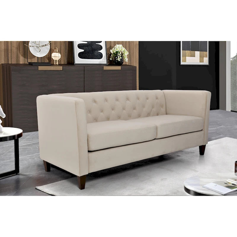 73.3" Velvet Square Arm Sofa