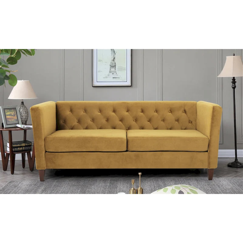 73.3" Velvet Square Arm Sofa