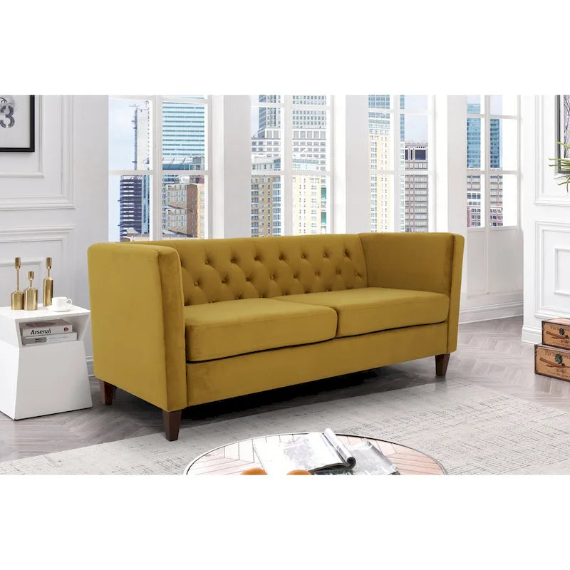 73.3" Velvet Square Arm Sofa
