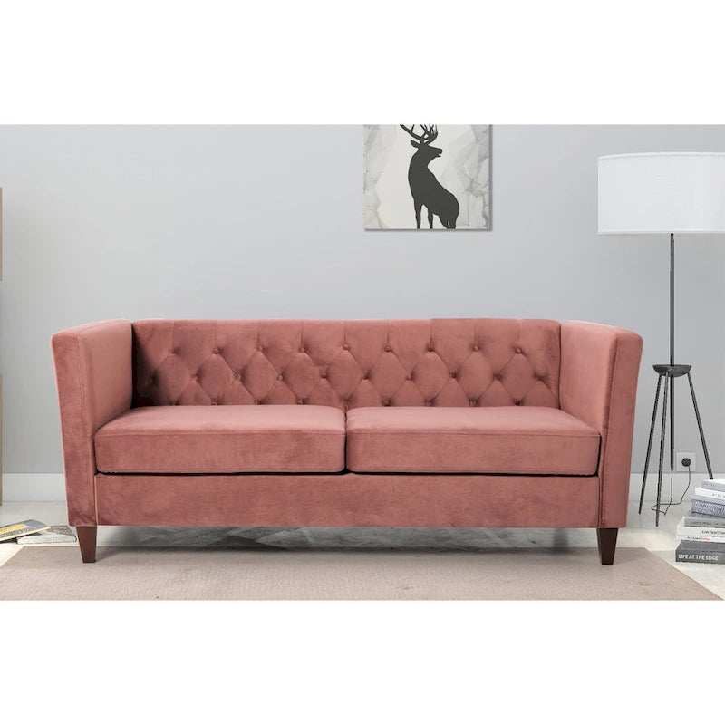 73.3" Velvet Square Arm Sofa