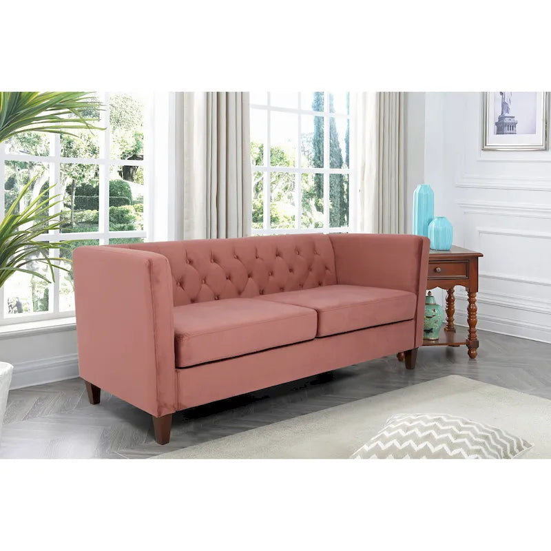 73.3" Velvet Square Arm Sofa