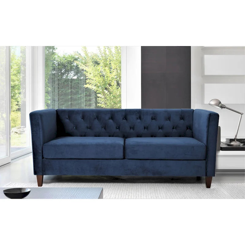 73.3" Velvet Square Arm Sofa