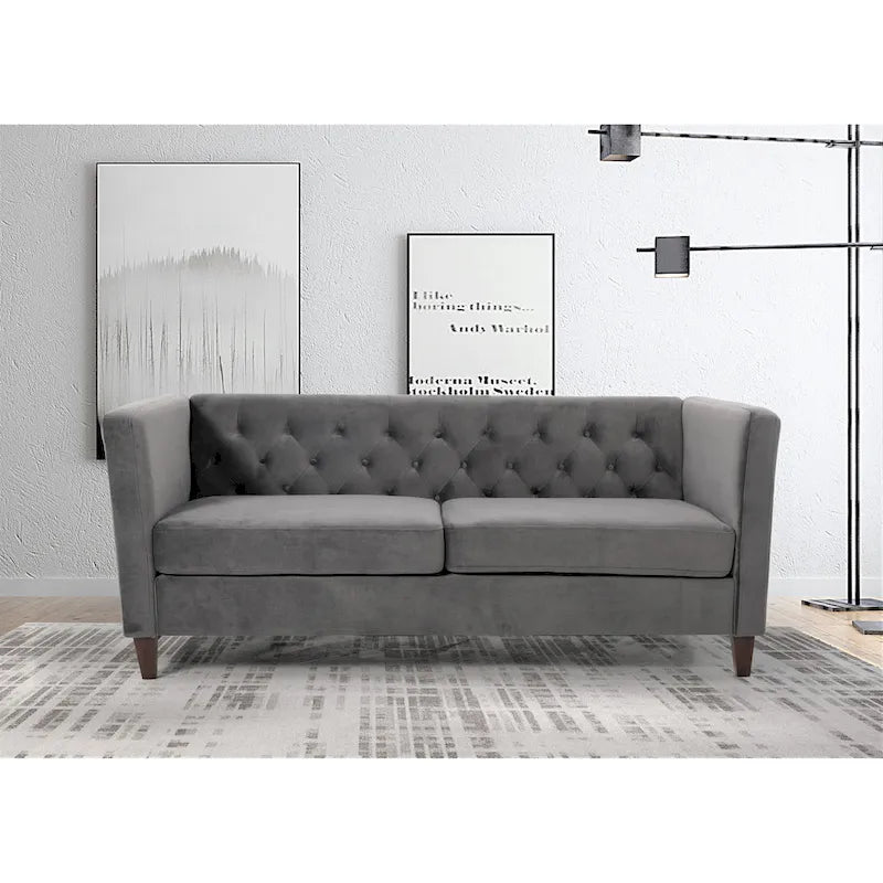 73.3" Velvet Square Arm Sofa