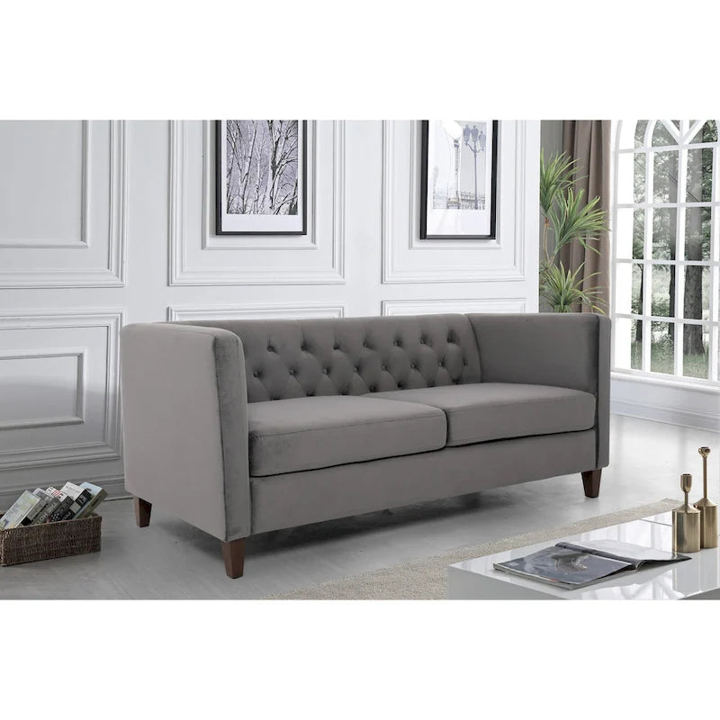 73.3" Velvet Square Arm Sofa