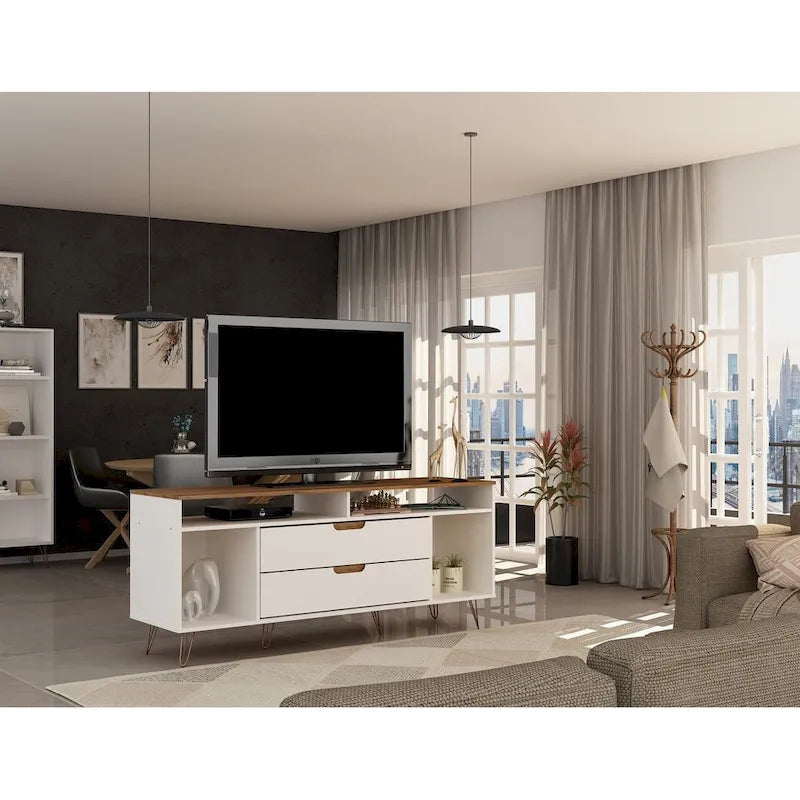 Manhattan Comfort Rockefeller 62.99 In. Metal Leg Media Cabinet Console