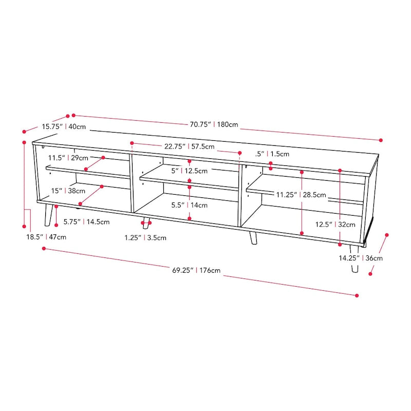 Cole TV Bench with Open Shelves, TVs up to 85 - N/A