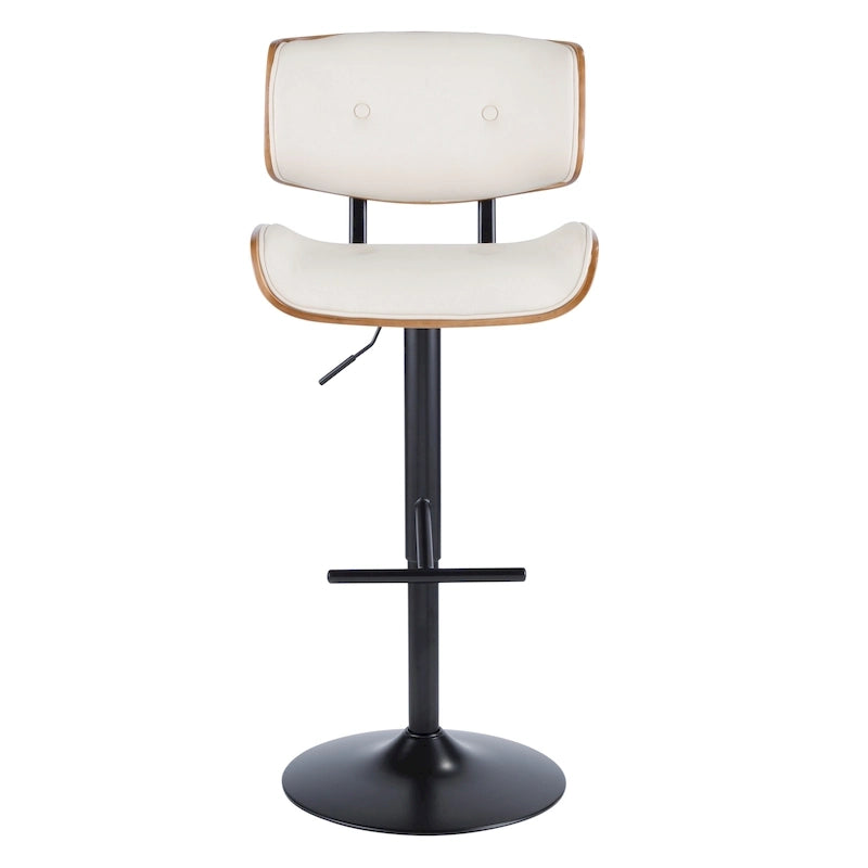 Adjustable Bar Stool with Straight T Footrest (Set of 2)