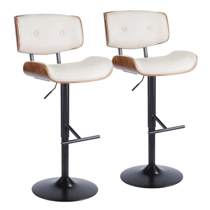 Adjustable Bar Stool with Straight T Footrest (Set of 2)