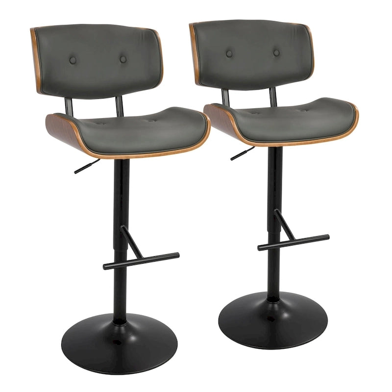 Adjustable Bar Stool with Straight T Footrest (Set of 2)