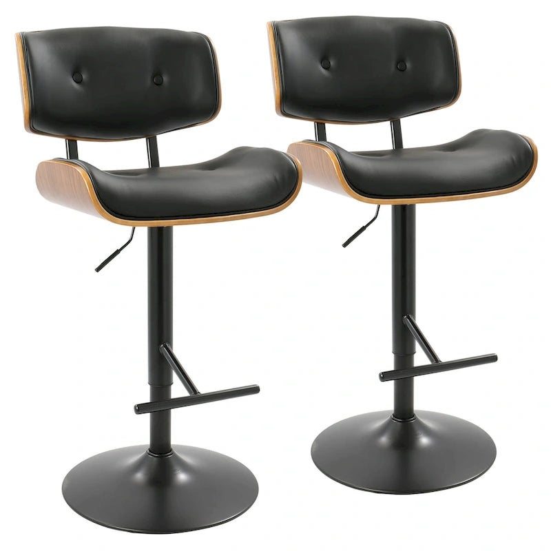 Adjustable Bar Stool with Straight T Footrest (Set of 2)