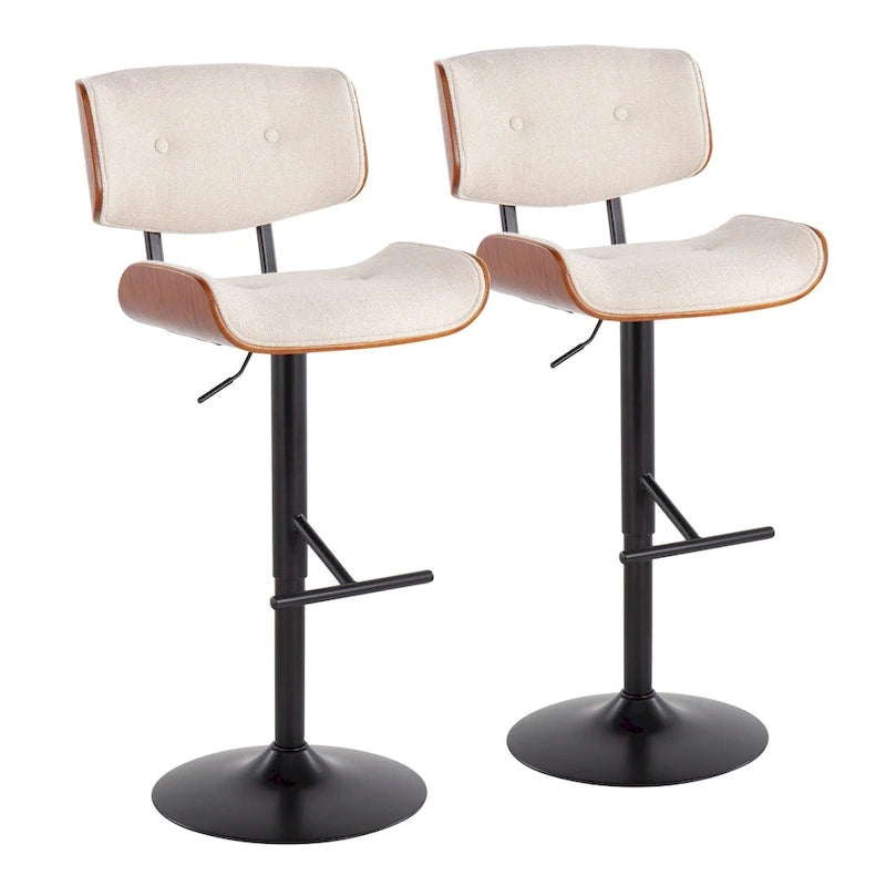 Adjustable Bar Stool with Straight T Footrest (Set of 2)