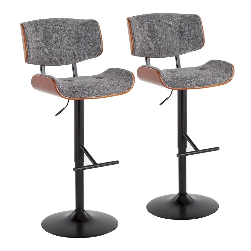 Adjustable Bar Stool with Straight T Footrest (Set of 2)