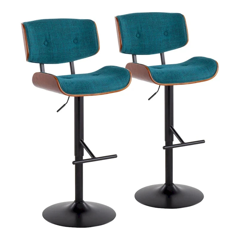 Adjustable Bar Stool with Straight T Footrest (Set of 2)