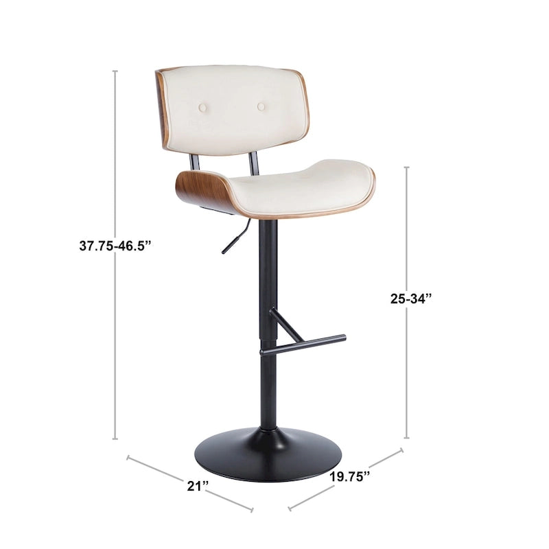 Adjustable Bar Stool with Straight T Footrest (Set of 2)