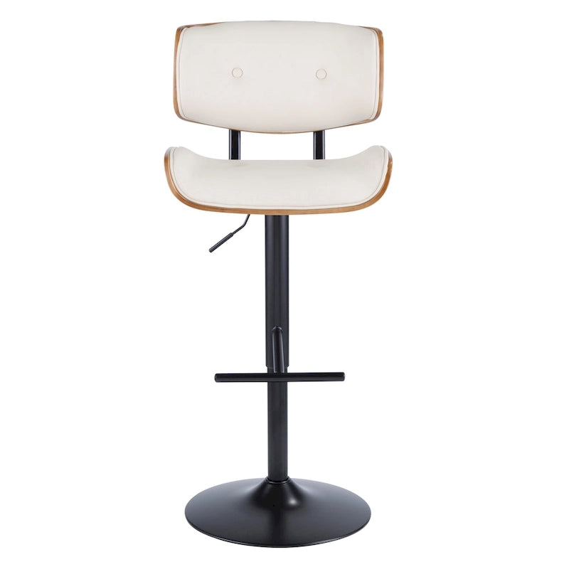 Adjustable Bar Stool with Straight T Footrest (Set of 2)